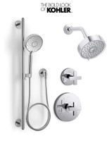 Kohler Composed Pressure Balanced Shower System with Shower Head, Hand Shower, Valve Trim, and Shower Arm