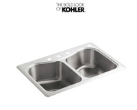 Kohler Staccato 33" Double Basin Top-Mount 18-Gauge Stainless Steel Kitchen Sink with SilentShield