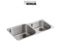 Kohler Undertone 35" Double Basin Under-Mount 18-Gauge Stainless Steel Kitchen Sink with SilentShield