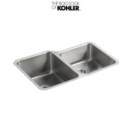 Kohler Undertone 32" Double Basin Under-Mount 18-Gauge Stainless Steel Kitchen Sink with SilentShield