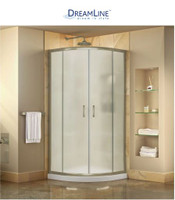 DreamLine Prime 36" Wide x 74 3/4" High Semi-Frameless Frosted Glass Sliding Shower Enclosure - Includes Shower Base