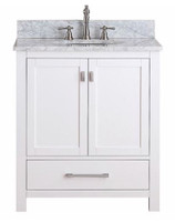 Royal Stuart Collection 24 inch White Bathroom Vanity w Carrera Marble Top