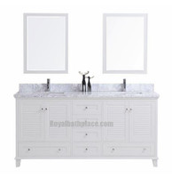 Bahamas 72 inch White Double Sink Bathroom Vanity