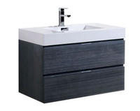 Royal Blizz 36 inch Gray Oak Wall Mount Modern Bathroom Vanity