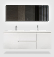 Genoa 60" White Wall Mounted Bathroom Vanity