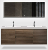 Genoa 60" Gray Oak Wall Mounted Bathroom Vanity