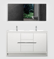 Salerno 60 Inch Light Grey Bathroom Vanity with Top and Sink