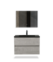 Pisa-Wall Mounted Bathroom Vanity with Black Quartz Integrated Top&Sink - 24 in Pisa-Wall Mounted Bathroom Vanity with Black Quartz Integrated Top&Sink - 24 in
