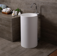 Royal Sky Solid Surface Freestanding Pedestal Sink White