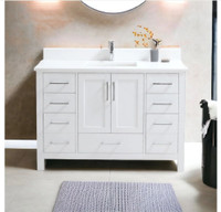 48" Royal Armada White, Floor Standing Bathroom Vanity, White Quartz Countertop