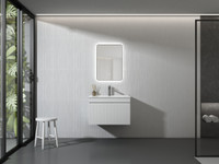 La Palma 30" Wall Mount Modern Caribbean Vanity in White with Lattice Design La Palma 30" Wall Mount Modern Caribbean Vanity in White with Lattice Design