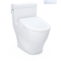 TOTO Legato 1.28 GPF One Piece Elongated Chair Height Toilet with Washlet+ S7A Auto Open Bidet Seat, Tornado Flush, CEFIONTECT, EWATER+, PREMIST and Light - Cotton