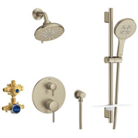 Grohe Timeless Pressure Balanced Shower System with Shower Head, Hand Shower, Slide Bar, Shower Arm, Hose, and Valve Trim - Brushed Nickel Grohe Timeless Pressure Balanced Shower System with Shower Head, Hand Shower, Slide Bar, Shower Arm, Hose, and Valve Trim - Brushed Nickel