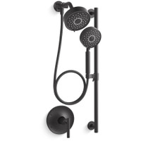 Kohler Purist Pressure Balanced Shower System with Shower Head, Hand Shower, Slide Bar, Shower Arm, Hose and Valve Trim – Less Rough-In Valve - Matte Black Kohler Purist Pressure Balanced Shower System with Shower Head, Hand Shower, Slide Bar, Shower Arm, Hose and Valve Trim – Less Rough-In Valve - Matte Black