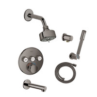 Grohe Grohtherm Thermostatic Shower System with Shower Head, Hand Shower, Shower Arm, Hose, and Tub Spout - Valve Included - Hard Graphite Grohe Grohtherm Thermostatic Shower System with Shower Head, Hand Shower, Shower Arm, Hose, and Tub Spout - Valve Included - Hard Graphite