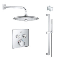 Grohe SmartControl Shower System with Shower Head, Shower Arm, Wall Supply Elbow, Hand Shower, Valve Trim, and Rough In - Starlight Chrome Grohe SmartControl Shower System with Shower Head, Shower Arm, Wall Supply Elbow, Hand Shower, Valve Trim, and Rough In - Starlight Chrome