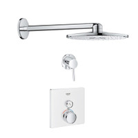 Grohe SmartControl Shower System with Shower Head, Diverter Trim, Valve Trim, and Rough In - Moon White / StarLight Chrome Grohe SmartControl Shower System with Shower Head, Diverter Trim, Valve Trim, and Rough In - Moon White / StarLight Chrome
