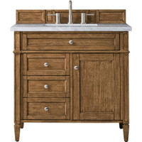 James Martin Vanities Brittany 36" Single Basin Poplar Wood Vanity Set with 3 cm Carrara White Natural Stone Vanity Top and Rectangular Sink - Saddle Brown James Martin Vanities Brittany 36" Single Basin Poplar Wood Vanity Set with 3 cm Carrara White Natural Stone Vanity Top and Rectangular Sink - Saddle Brown