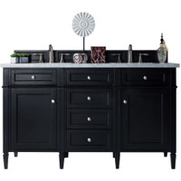 James Martin Vanities Brittany 60" Double Basin Poplar Wood Vanity Set with 3 cm Pearl Jasmine Quartz Vanity Top and Rectangular Sinks - Black Onyx James Martin Vanities Brittany 60" Double Basin Poplar Wood Vanity Set with 3 cm Pearl Jasmine Quartz Vanity Top and Rectangular Sinks - Black Onyx