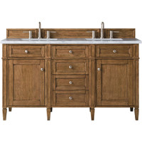 James Martin Vanities Brittany 60" Double Basin Poplar Wood Vanity Set with 3 cm Pearl Jasmine Quartz Vanity Top and Rectangular Sinks - Saddle Brown James Martin Vanities Brittany 60" Double Basin Poplar Wood Vanity Set with 3 cm Pearl Jasmine Quartz Vanity Top and Rectangular Sinks - Saddle Brown