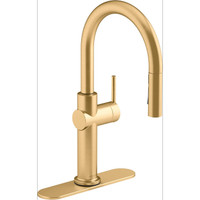 Kohler Crue 1.5 GPM Single Hole Pull Down Kitchen Faucet - Includes Escutcheon - Brushed Modern Brass Kohler Crue 1.5 GPM Single Hole Pull Down Kitchen Faucet - Includes Escutcheon - Brushed Modern Brass