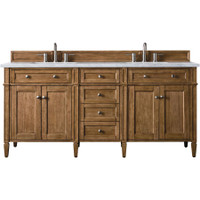 James Martin Vanities Brittany 72" Double Basin Poplar Wood Vanity Set with 3 cm Arctic Fall Solid Surface Vanity Top and Rectangular Sinks - Saddle Brown James Martin Vanities Brittany 72" Double Basin Poplar Wood Vanity Set with 3 cm Arctic Fall Solid Surface Vanity Top and Rectangular Sinks - Saddle Brown