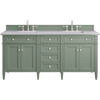 James Martin Vanities Brittany 72" Double Basin Poplar Wood Vanity Set with 3 cm Arctic Fall Solid Surface Vanity Top and Rectangular Sinks - Smokey Celadon James Martin Vanities Brittany 72" Double Basin Poplar Wood Vanity Set with 3 cm Arctic Fall Solid Surface Vanity Top and Rectangular Sinks - Smokey Celadon