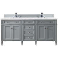 James Martin Vanities Brittany 72" Double Basin Poplar Wood Vanity Set with 3 cm Arctic Fall Solid Surface Vanity Top and Rectangular Sinks - Urban Gray James Martin Vanities Brittany 72" Double Basin Poplar Wood Vanity Set with 3 cm Arctic Fall Solid Surface Vanity Top and Rectangular Sinks - Urban Gray