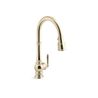 Kohler Artifacts Touchless 1.5 GPM Single Hole Pull Down Kitchen Faucet with Three-Function Spray Head - Vibrant French Gold