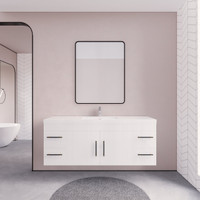 Island 60 inch white wall mount bathroom vanity with solid wood cabinet and soft-close drawers Island 60 inch white wall mount bathroom vanity with solid wood cabinet and soft-close drawers