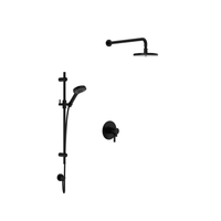 Rohl Lombardia Thermostatic Shower System with Shower Head, Hand Shower, Slide Bar, Shower Arm, Hose, and Valve Trim - Matte Black Rohl Lombardia Thermostatic Shower System with Shower Head, Hand Shower, Slide Bar, Shower Arm, Hose, and Valve Trim - Matte Black