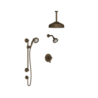 Rohl Acqui Pressure Balanced, Thermostatic Shower System with Shower Head, Hand Shower, and Valve Trim - Tuscan Brass Rohl Acqui Pressure Balanced, Thermostatic Shower System with Shower Head, Hand Shower, and Valve Trim - Tuscan Brass
