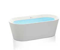 ANZZI 55 inch by 30 inch freestanding soaking tub with flatbottom and chrome overflow in glossy white