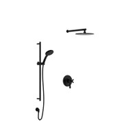 Rohl Wellsford Pressure Balanced, Thermostatic Shower System with Shower Head, Hand Shower, and Valve Trim Matte Black Rohl Wellsford Pressure Balanced, Thermostatic Shower System with Shower Head, Hand Shower, and Valve Trim Matte Black