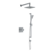 Riobel Reflet Thermostatic Shower System with Shower Head, Hand Shower, and Hose - Chrome Riobel Reflet Thermostatic Shower System with Shower Head, Hand Shower, and Hose - Chrome