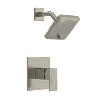 Riobel Reflet Pressure Balanced Shower System with Shower Head, Shower Arm, and Valve Trim - Brushed Nickel