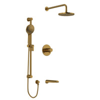 Riobel Parabola Thermostatic Shower System with Shower Head, Hand Shower, Slide Bar, and Hose -Brushed Gold Riobel Parabola Thermostatic Shower System with Shower Head, Hand Shower, Slide Bar, and Hose -Brushed Gold