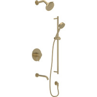 Rohl Tenerife Thermostatic Shower System with Shower Head, Hand Shower, Slide Bar, Shower Arm and Valve Trim  - Antique Gold Rohl Tenerife Thermostatic Shower System with Shower Head, Hand Shower, Slide Bar, Shower Arm and Valve Trim  - Antique Gold