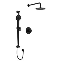 Riobel Parabola Thermostatic Shower System with Shower Head, Hand Shower, Slide Bar, and Hose- Black Riobel Parabola Thermostatic Shower System with Shower Head, Hand Shower, Slide Bar, and Hose- Black