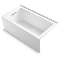 Kohler Underscore 60" Acrylic Soaking Bathtub for Three Wall Alcove Installation with Left Drain, Integral Apron, Flange and Overflow White Kohler Underscore 60" Acrylic Soaking Bathtub for Three Wall Alcove Installation with Left Drain, Integral Apron, Flange and Overflow White