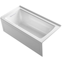 Kohler Archer Three Wall Alcove Soaking Tub with Left Hand Drain and Integral Apron - White