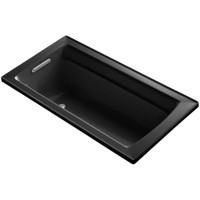 Kohler Archer Collection 60" Drop In Soaker Bath Tub with Armrests, Lumbar Support and Reversible Drain - Black Kohler Archer Collection 60" Drop In Soaker Bath Tub with Armrests, Lumbar Support and Reversible Drain - Black