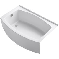 Kohler Expanse Collection 60" Curved Integral Apron Bath Tub with Left Hand Drain - White Kohler Expanse Collection 60" Curved Integral Apron Bath Tub with Left Hand Drain - White