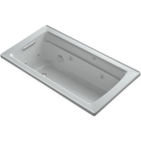 Kohler Archer Collection 60" Drop In Jetted Whirlpool Bath Tub with Reversible Drain - Ice Grey Kohler Archer Collection 60" Drop In Jetted Whirlpool Bath Tub with Reversible Drain - Ice Grey