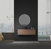 Wall-mounted 46" Matt black quartz sink