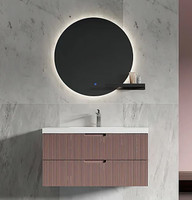 Wall-mounted Fluted 40"Dusty Rose Vanity Cabinet and top