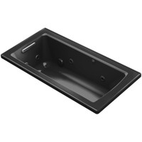 Kohler Archer 60" Drop-In Jetted Whirlpool Bath Tub - Reversible Drain - Black Black Kohler Archer 60" Drop-In Jetted Whirlpool Bath Tub - Reversible Drain - Black Black