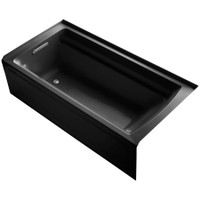 Kohler Archer 72" Alcove Soaking Bath Tub with Bask Heating and Left Drain - Black Black
