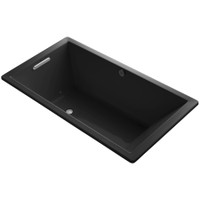 Kohler Underscore Rectangle 66" Drop In Acrylic Air Tub with Reversible Drain and Overflow - Black Black Kohler Underscore Rectangle 66" Drop In Acrylic Air Tub with Reversible Drain and Overflow - Black Black