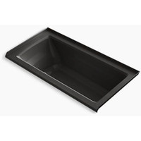 Kohler Archer 60" Three Wall Alcove Acrylic Air Tub with Right Drain and Overflow - Comfort Depth Design -Black Black Kohler Archer 60" Three Wall Alcove Acrylic Air Tub with Right Drain and Overflow - Comfort Depth Design -Black Black